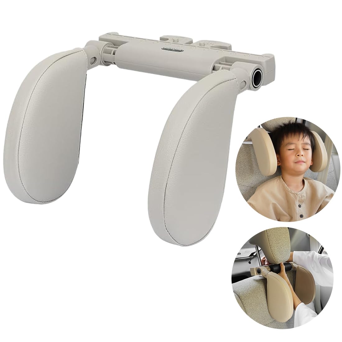 

Car Headrest Easy Easy No Tools Cleanable Cover Cushion, Adjustment, Installation, Required, Pillow, (Leather Gray) серый