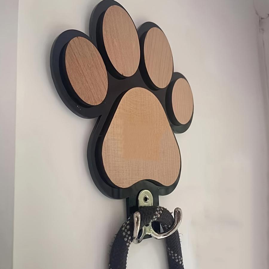 Chic Wooden Paw Print Wall Hook Handcrafted Towel & Clothes Hanger, Polished Finish for Bedroom Bathroom & Home Decor