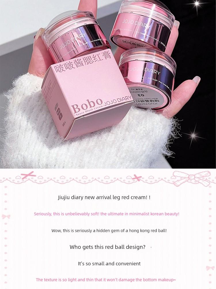 Korean Bobo Blush Cream, Translucent, Low Saturation, Youthful Glow, Hydrating, Brightening Single Color Blush, Non-Powdering