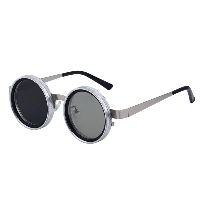 

Polarized Round Steampunk Nd9 Adjustable Dimming Sunglasses Men 2026 Luxury Brand Punk Fishing Anti-Glare Driving Sun Glasses срібний