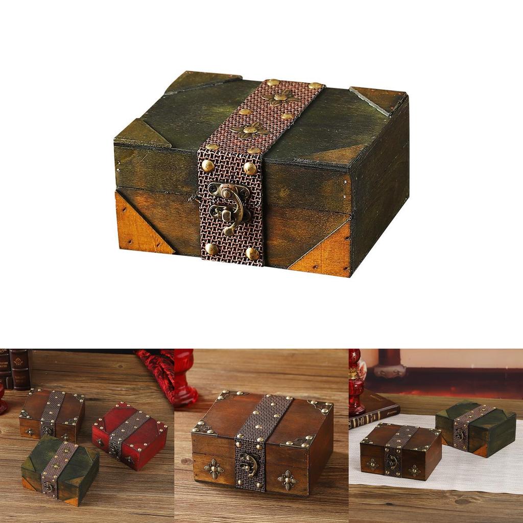 Wooden Vintage Jewelry Box With Lid For Home Storage And Dust Protection