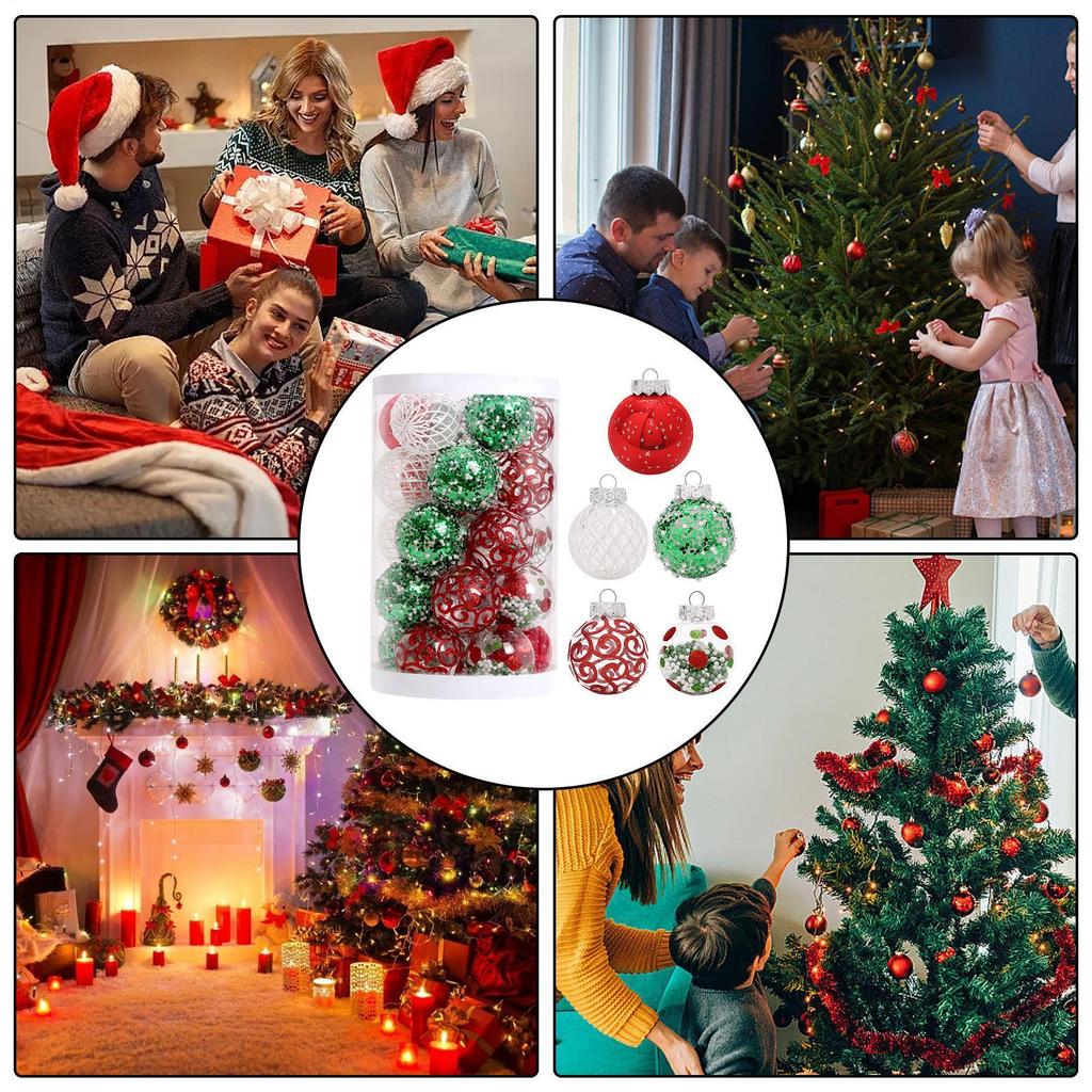 Christmas Balls 2.4 Inch Baubles Pendants 25 Piece Kit Shatterproof Christmas Ornaments Set For Tree Wedding Engagement Holiday