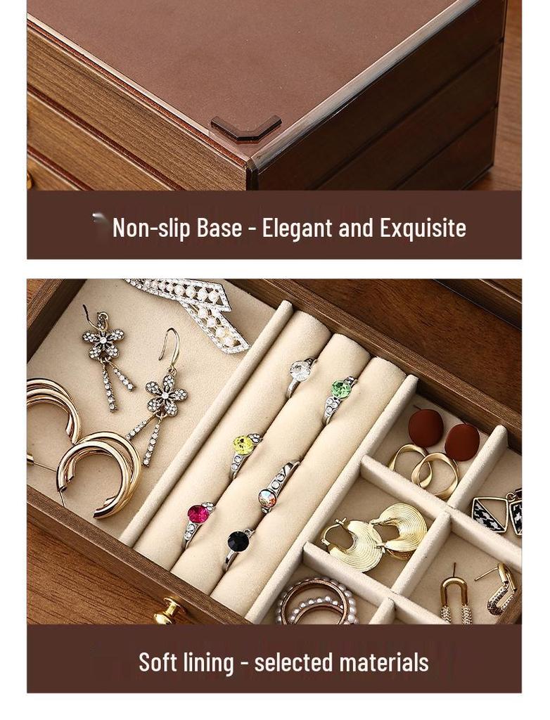 Dustproof Multi-layer Jewelry Box with Drawer for Bracelets, Necklaces, Rings, and Earrings - Large Capacity Storage for Accessories