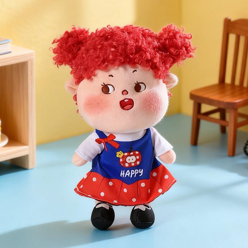Blonde Boy & Brown Red Yellow Hair Girl Plush Doll - Soft Fluffy Stuffed Toy, Cute Collectible Doll for Kids & Display