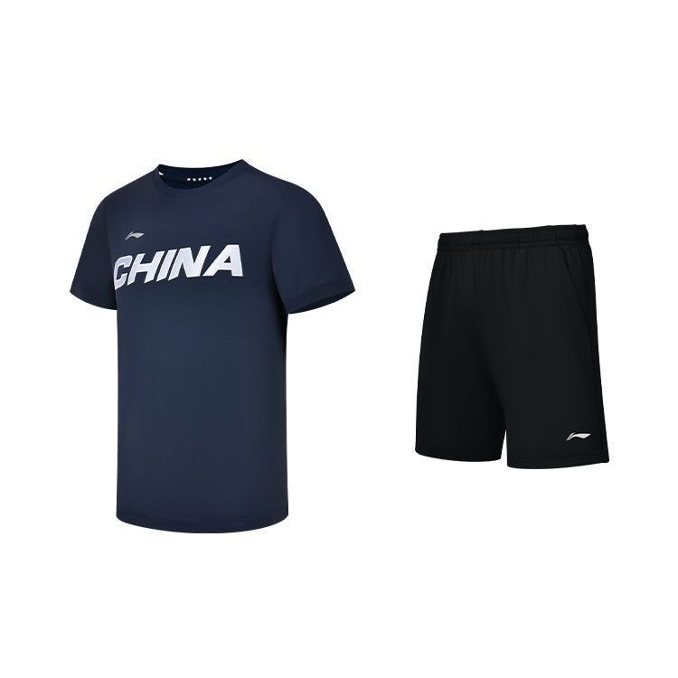 Li-Ning Minimalist Fashion Lightweight Casual Sports Suit Unisex suits Blue AHSS983-1+AKYT063-4
