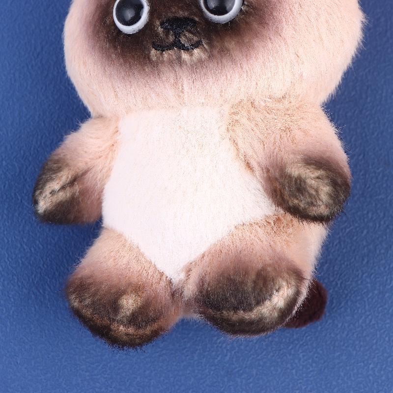 1 st Kattunge Docka Hänge Livslik Söt Siamesisk Katt Plyschleksak Nyckelring Brun och Vit Ansikte Katt Tecknad Film Heminredning Festpresent