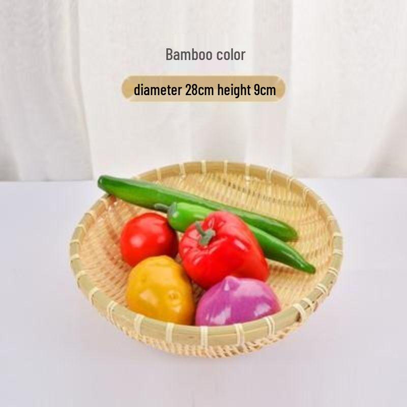 Handwoven Bamboo Winnowing and Storage Basket – Round Basket for Steamed Buns, Fruits, Vegetables, and Draining.