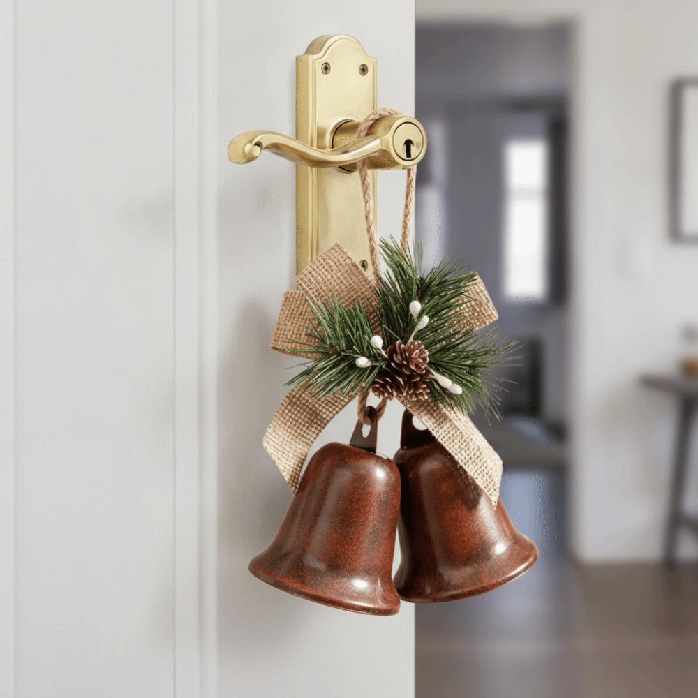 Vintage Open Christmas Hanging Bells Rustic Xmas Pendant Exquisite Christmas Tree Ornament Window