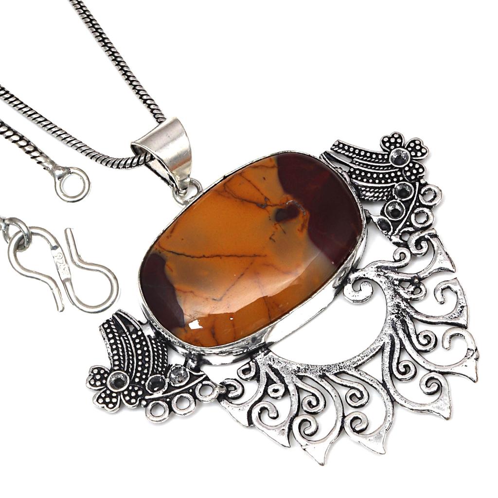 Pendant Wild Horse Jasper Gemstone Valentine'Day Gift Silver Jewelry 2.25"