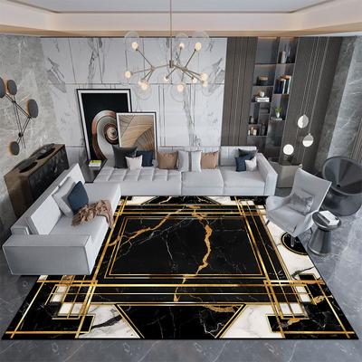 Alfombras de lujo de mármol dorado negro para decoración de sala de estar, dormitorio, alfombras de área grande, sofás laterales, suaves, para salón, antideslizantes, tapete de suelo