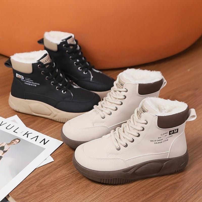 Popular Platform High-top Shoes Women's Models 2025 Autumn and Winter New Versatile Retro Women's Shoes Velvet Sports and Leisure Shoes