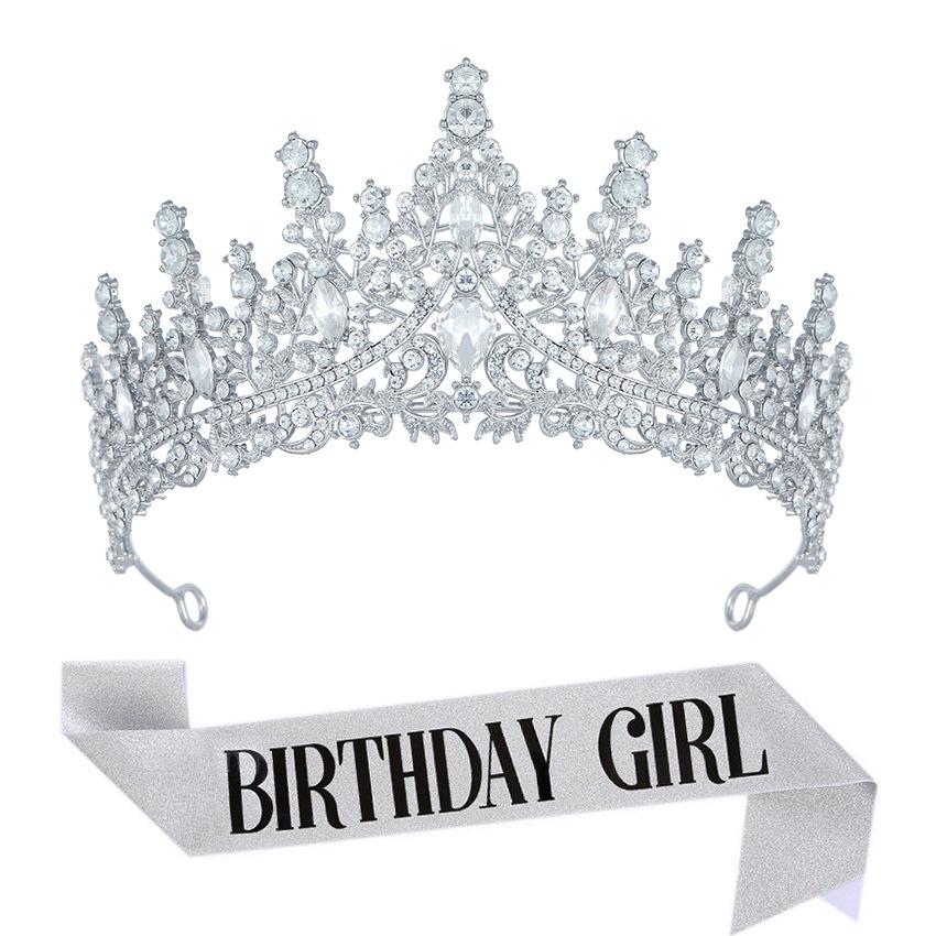 Luxury Crystal Crown & Sash Set for Birthday Girl