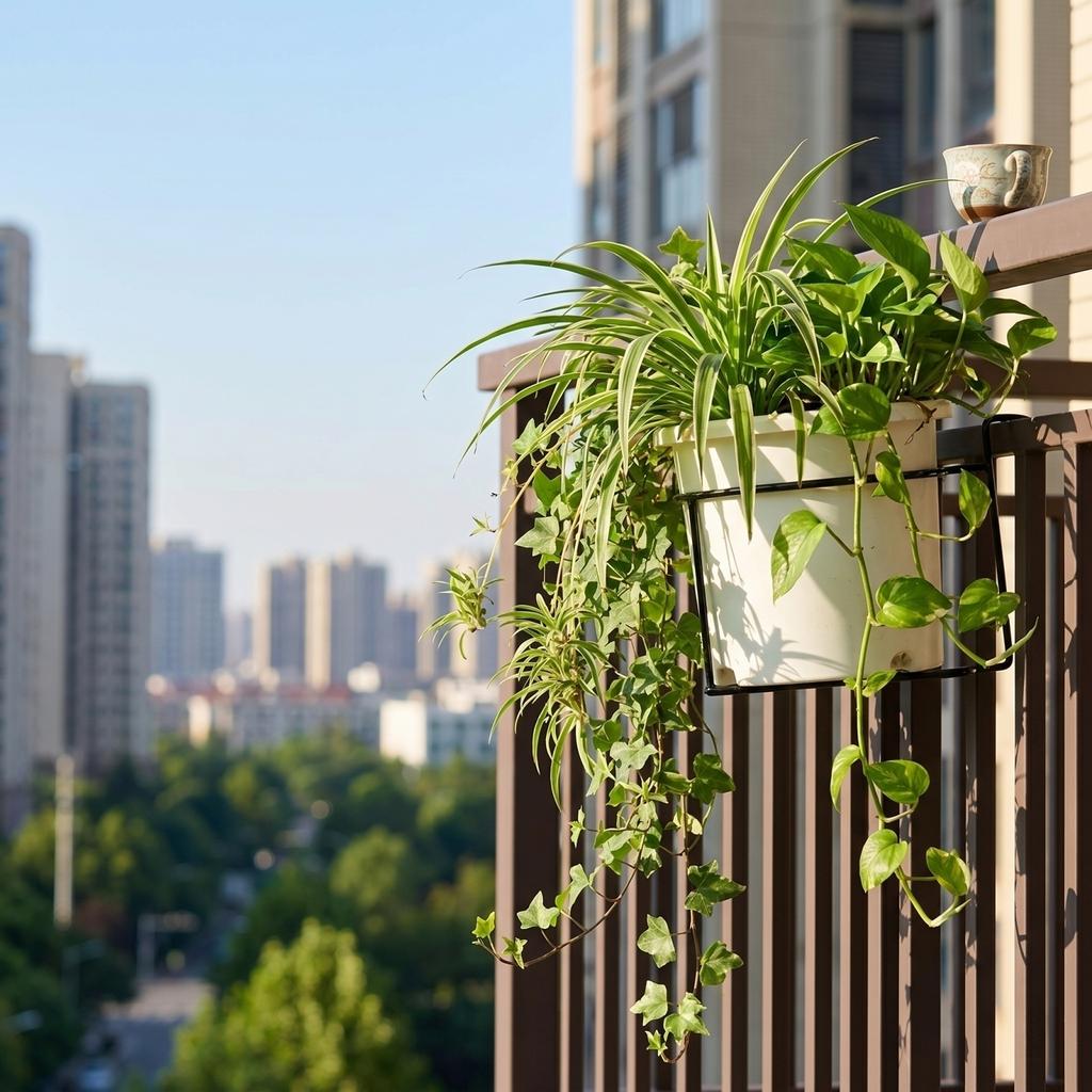 Metal Balcony Railing Plant Holder Hanging Flower Pot Bracket Wall Mounted Garden Planter Support Frame for Outdoor Indoor Use