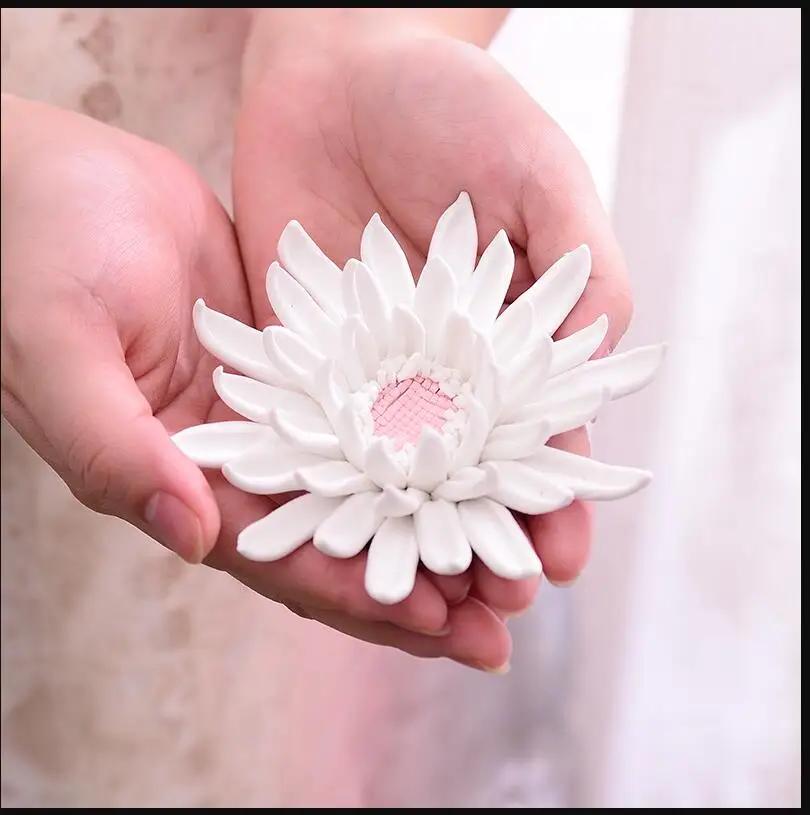 Modern Ceramic Fake Flower Wall Hanging Crafts Decoration Home Livingroom Wall Mural Ornaments Hotel Porch 1D Wall Sticker Art