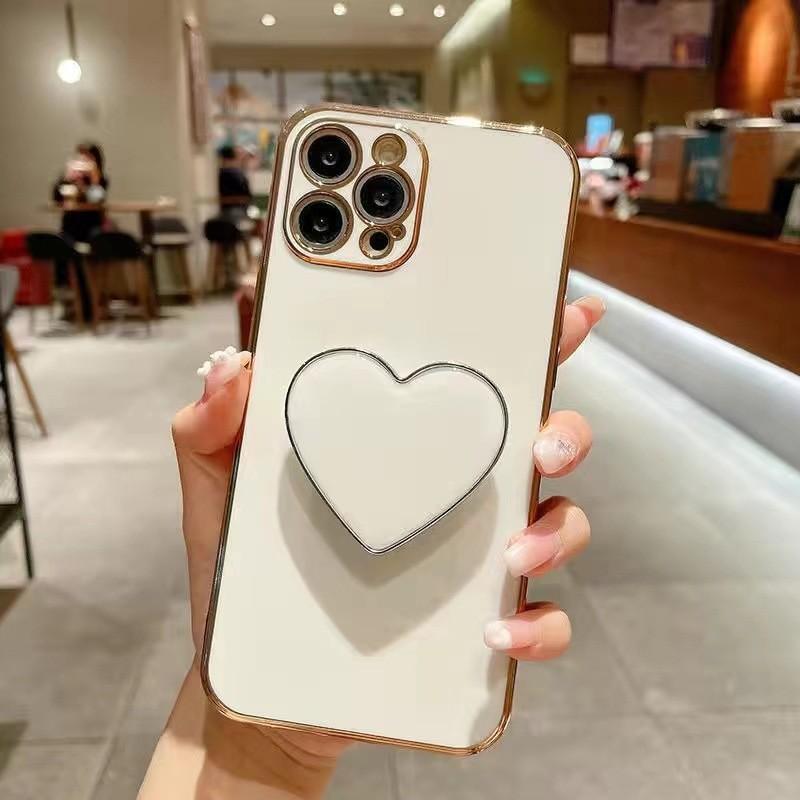 Applicable to Apple 17PLUS mobile phone case love airbag invisible bracket 16Pro bracket 13 fine hole 15 electroplated TPU