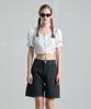 320SHOWROOM Linen Puff Zipper Crop Blouse Ivory
