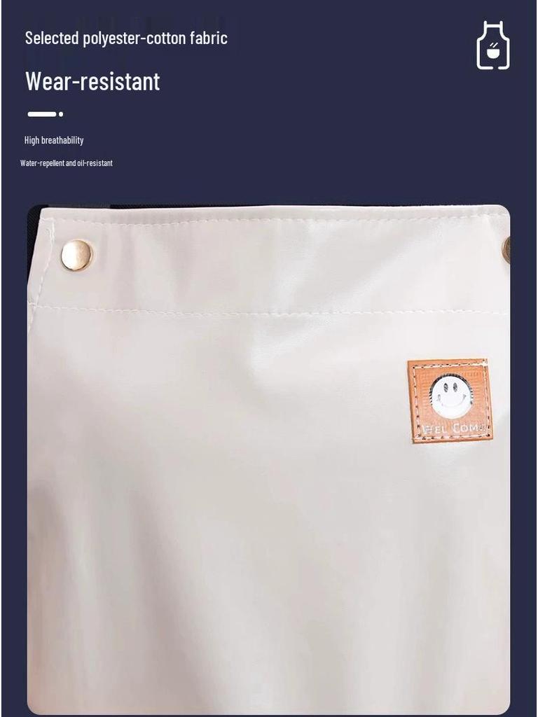 Fashionable PU Waterproof Kitchen Apron, Oil-Proof Waist Design for Men & Women, Ideal for Catering & Milk Tea Shops