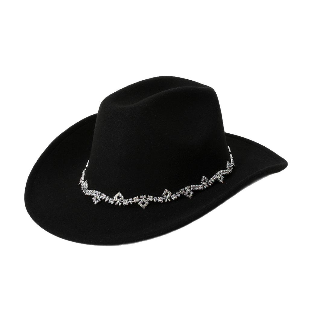 Western Cowboy Top Hat Ladies Festival Party Jazz Hat Men's and Women's Casual Top Hat Felt Hat