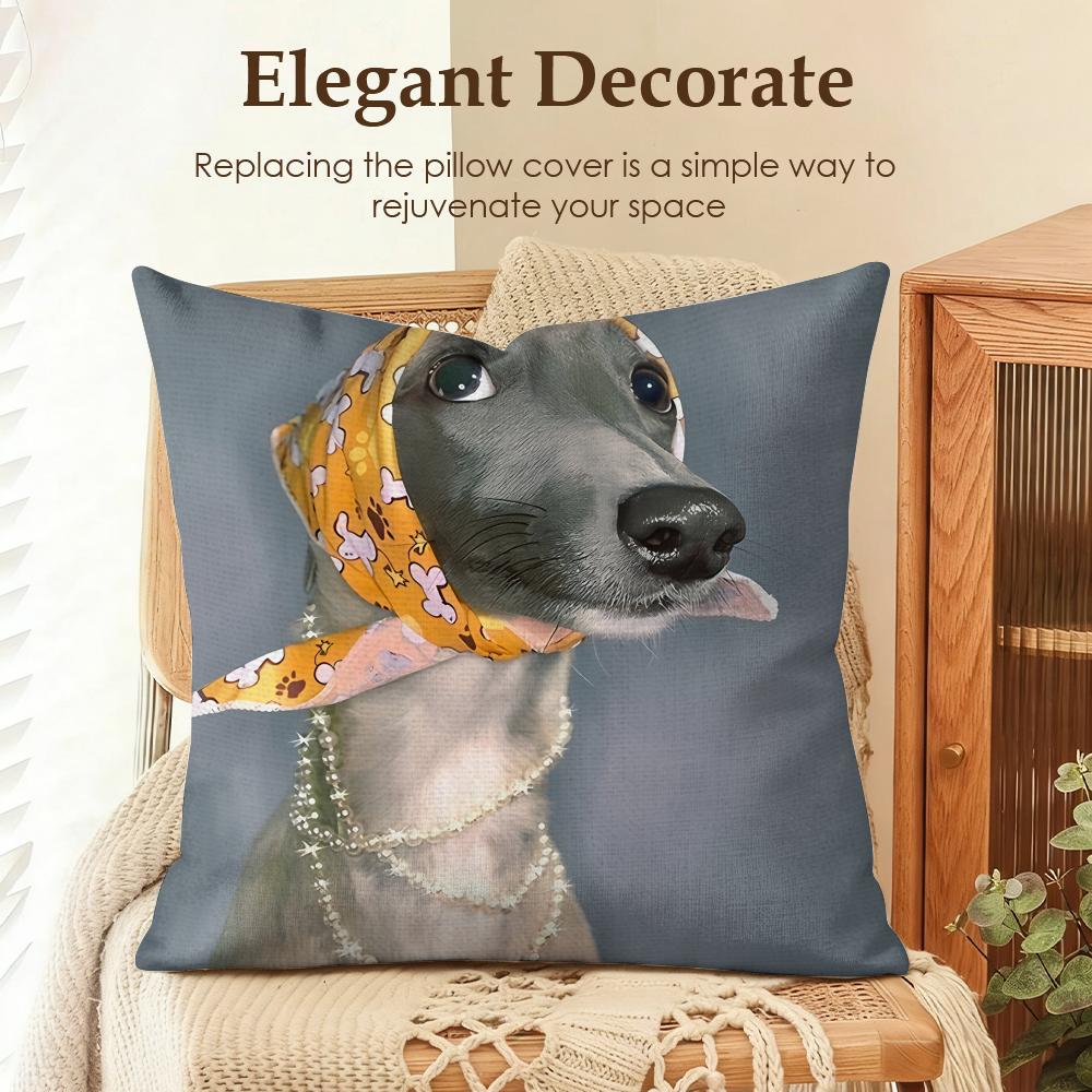 Funny Animal Friends Design Cushion Cover Natural Linen Organic Fabric DoubleSided Printing Sofa Home Decor Gift Pillow Case