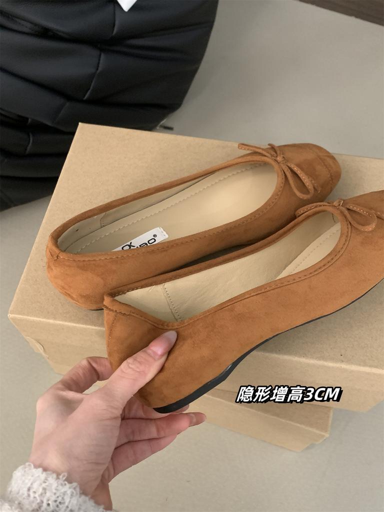 Fashion 6 Colors Women Faux Suede Bowtie Ballets Shoes Ladies Dress Slip On Flats Loafers Female Soft Soled Moccasines Pig Toe Ballerina