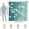1pc White Magnolia Branch Shower Curtain - Soft Teal Gradient, Polyester, 70.8x70.8In, 12 Hooks, Washable & Durable