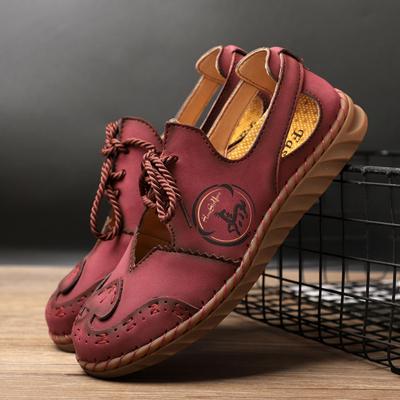Summer New Fashion Flat Sandals Hollow Out Casual Mom Shoes Women's Leather Soft Bottom Women's Toe Box Sandals