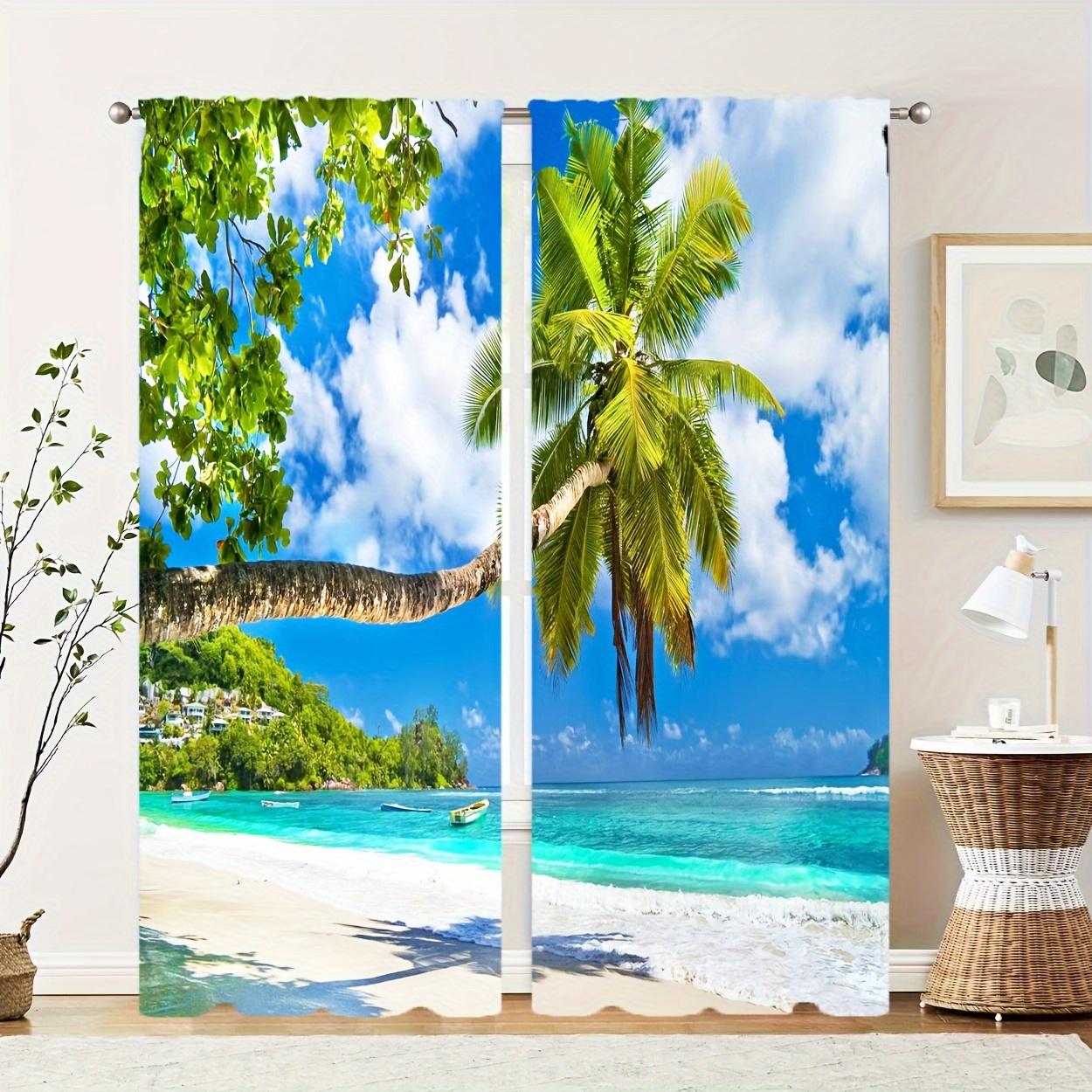 

2 шт. Шторы с принтом «Лесной пейзаж», декоративные шторы на карнизах, оконные украшения для спальни и гостиной, 2 панели W50 X H130(CM)X2&Grommet Top