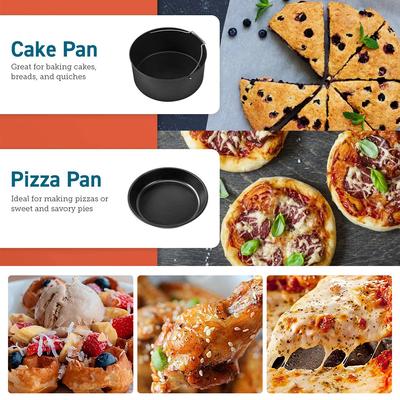 2 szt. Akcesoria do frytkownicy beztłuszczowej Wytrzymała patelnia do pizzy do frytkownicy beztłuszczowej i cylinder do pieczenia ciasta z powłoką nieprzywierającą Okrągły zestaw form do pieczenia ciasta