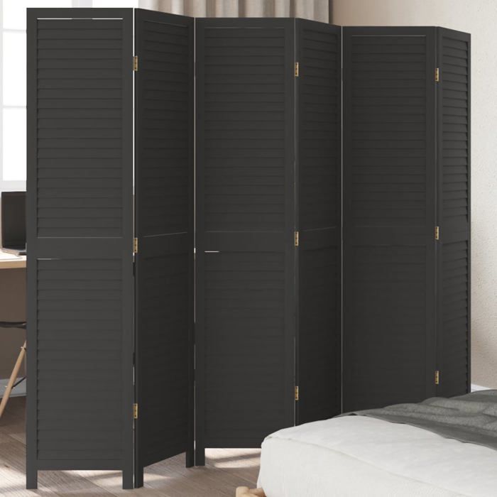 VidaXL Cloison de Séparation 6 Panneaux, Séparateur de Pièce, Écran d'Intimité, Paravent de Salon Chambre, Noir Bois de 358858