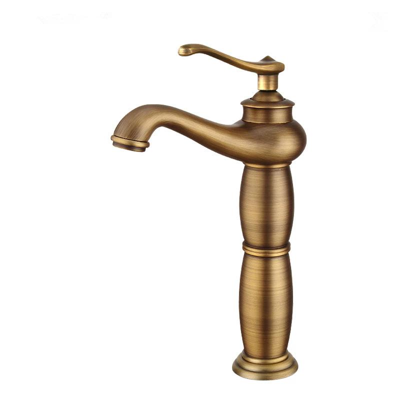 Antique Bronze Bathroom Faucet Brass Basin Faucets Hot & Cold Bathroom Sink Faucet Deck Mounted Lavotory Faucet  Mixer Water Tap