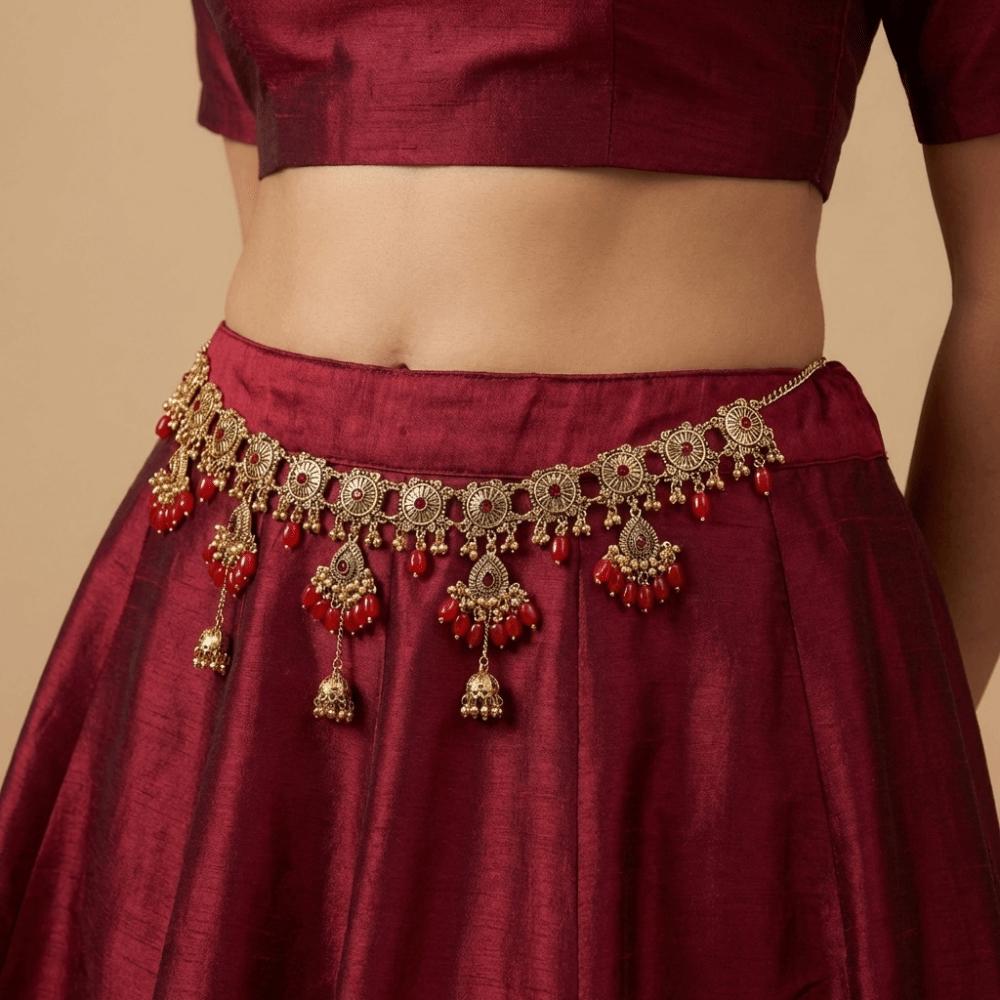 Retro Beads Tassel Belly Chain Metal Adjustable Ethnic Style Belt Long Bell Pendant Body Chain Gift