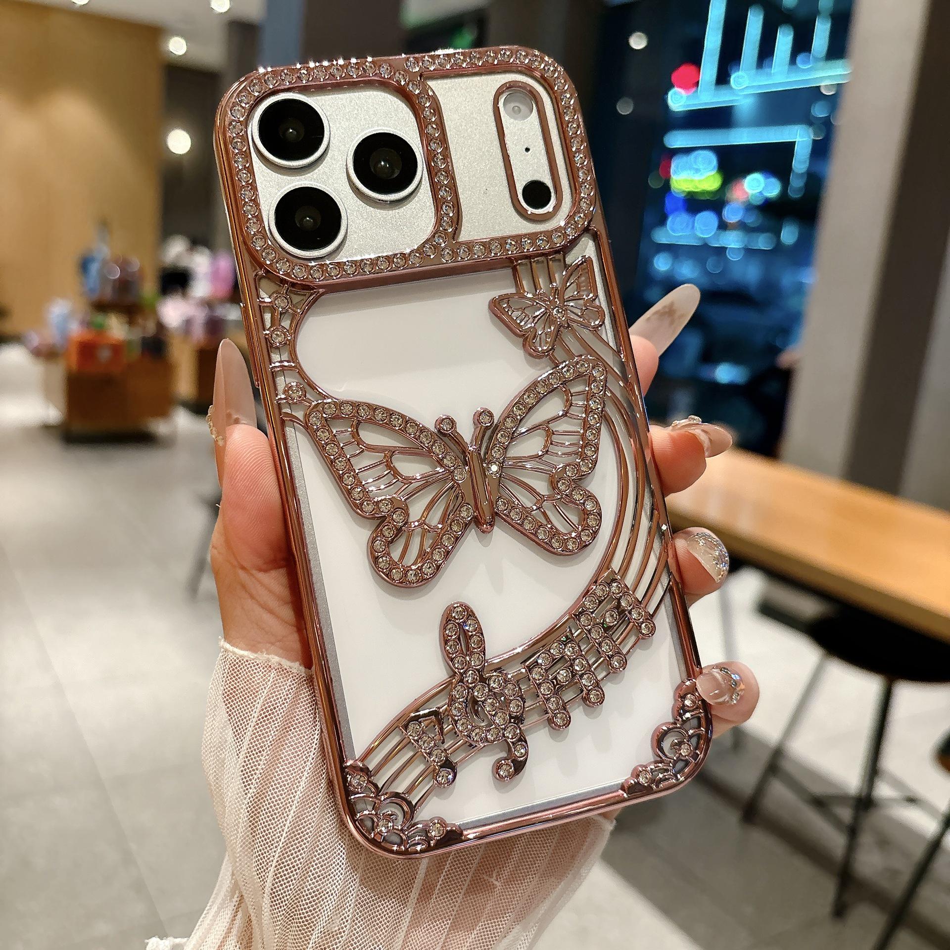 

Hollow Butterfly Rhinestone Phone Case for iPhone 17 Pro Max 12 Pro Max
