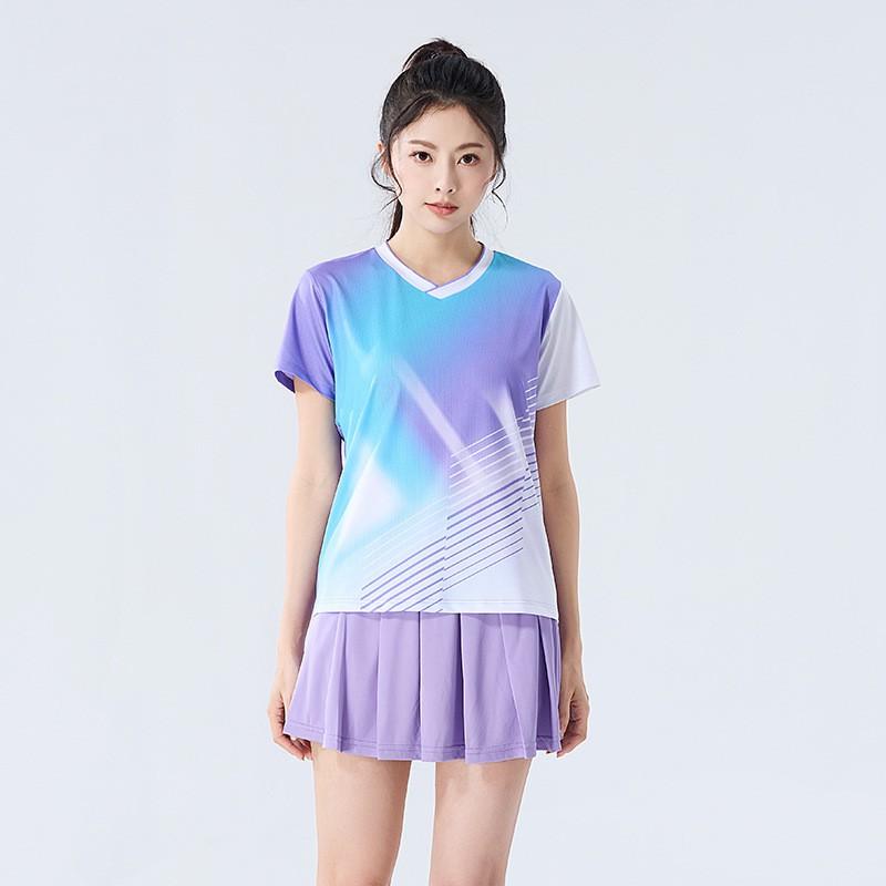 Womens Badminton Sport Set Quick-Dry Short Sleeve Top Skort Pants Training Competition Team Uniform