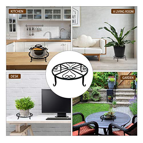 BOLESKA Set of 2 Iron Flower Stands, 30cm Diameter, for Houseplants, Plant Pots, and Display Stands with Cat Legs, Antique Design for Indoor and Outdo