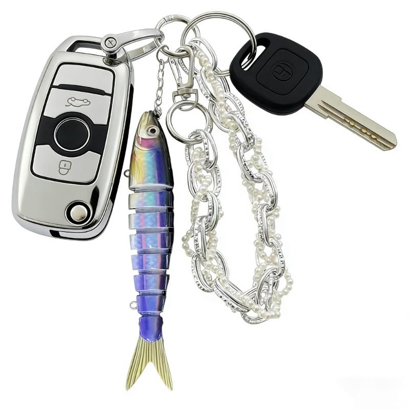 Versatile Fishing Culture Charm Keychain with Lifelike Bionic Fish Design Keyrings Pendant for Practical Decors Use