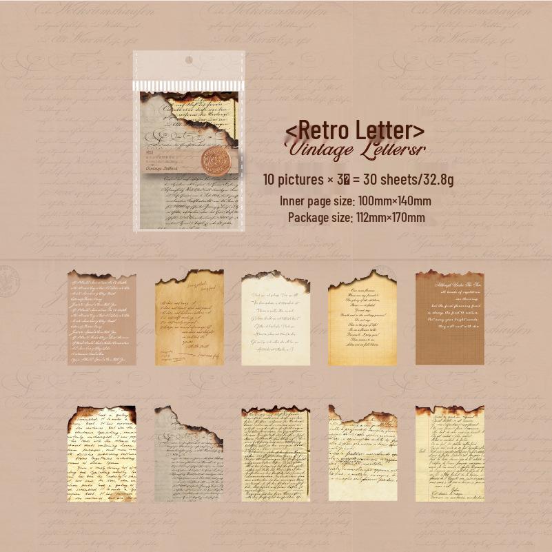 Retro Burned Pages Diary: DIY Decorative Material - 30 Sheets