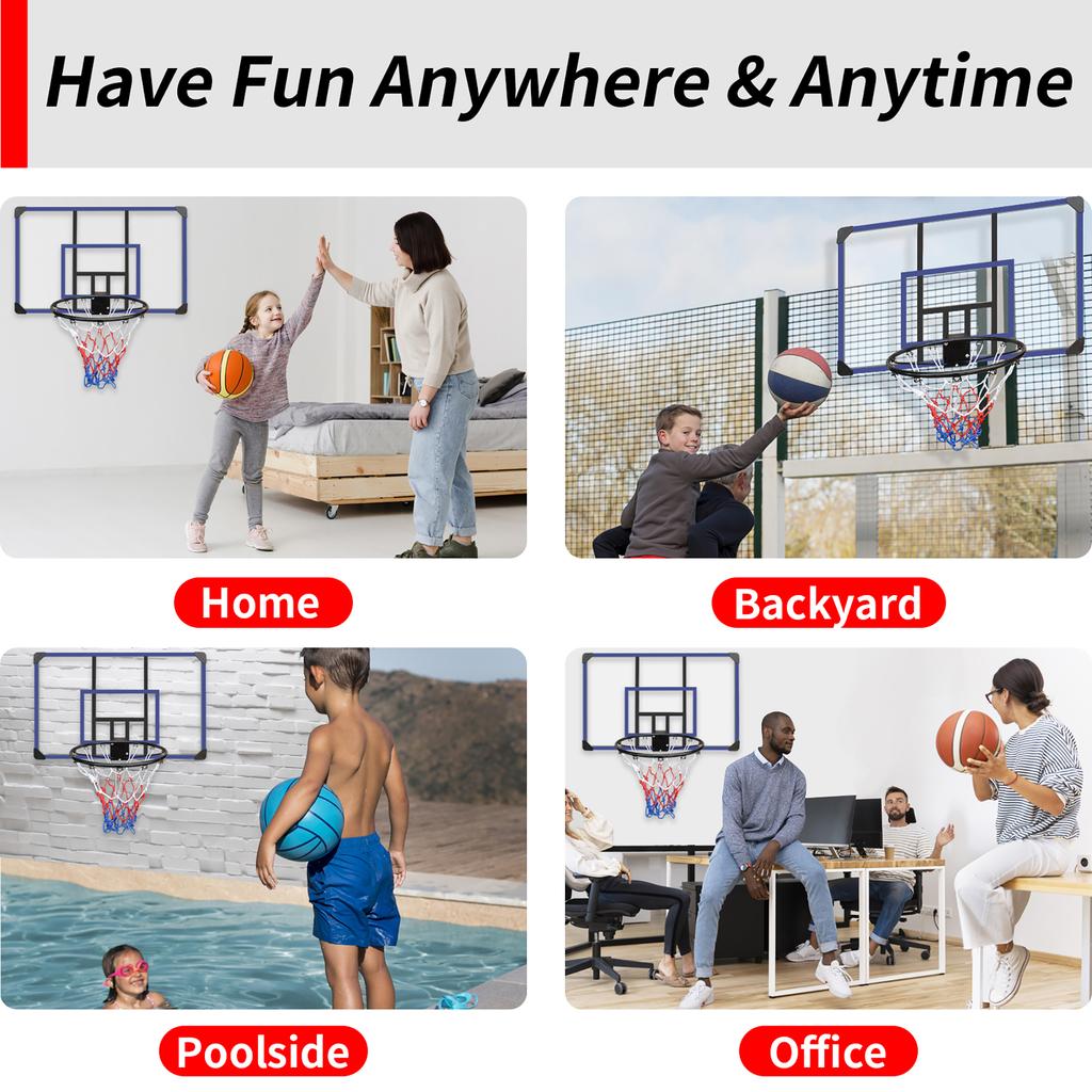 Wall-mounted Basketball Hoop, Backboard and Rim, 112cm X 72cm, Shatterproof Backboard, Indoor/outdoor