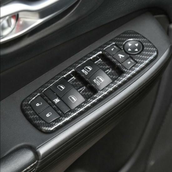 For Jeep Cherokee 2014- Carbon Fiber Interior Window Switch Panel Cover Trim