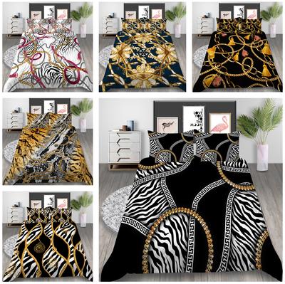 Set de lenjerie de pat cu model de lux 3D Husă de pilota pentru dormitor Husă de pernă Set de lenjerie de pat AU/EU/US Decorare interioară a casei