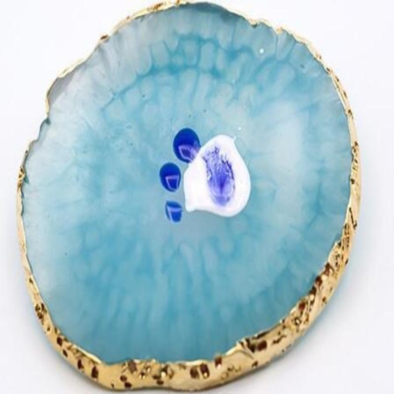 1Pc Exclusive Nail Resin Palette Gold Edge Agate Flakes Nail Painting Color Palette Nail Display Board Tools