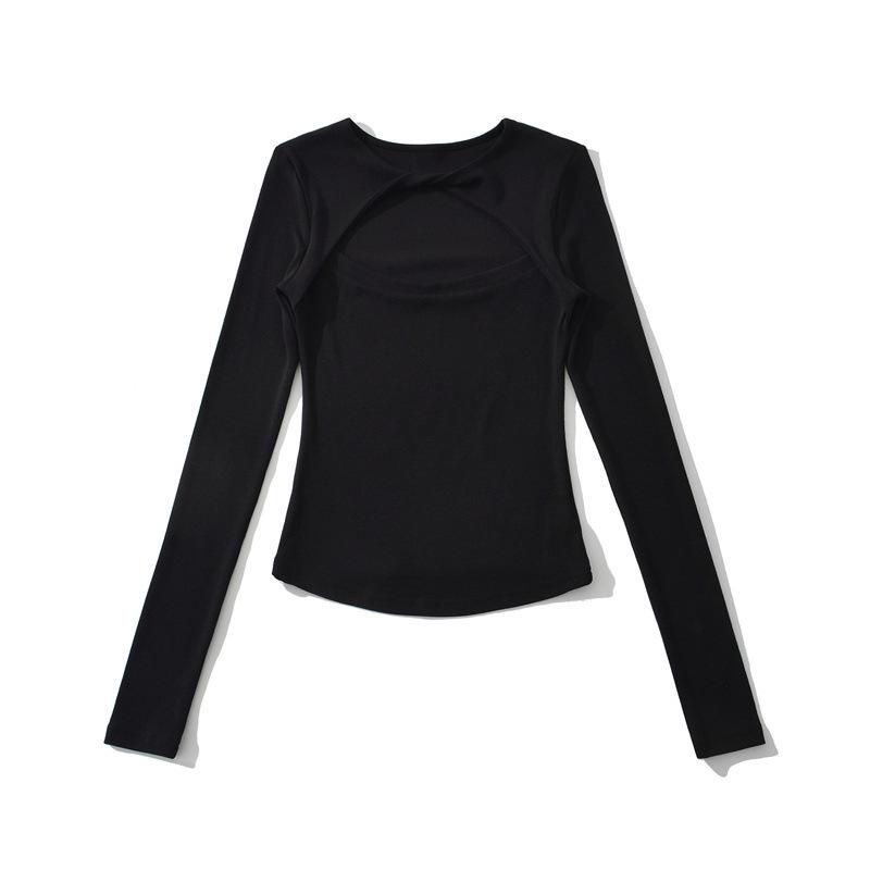 Korean Design Twist Neck Cutout Slim Fit Long Sleeve T-shirt for Women - 2026 Spring Collection