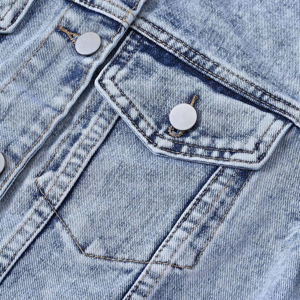 Women's Slim Fit Denim Jacket - Versatile Long Sleeve for Spring and Autumn