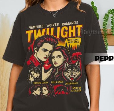 Retro 90's Comfort Colors Twilight T-Shirt, Twilight Comic Book, Edward Cullen, Bella Swan Fan Bootleg Tee T-Shirt, Gift For Women and Man