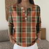 Women's Fashion Long Sleeve Plaid Geometric Print Top Elegant Casual Top