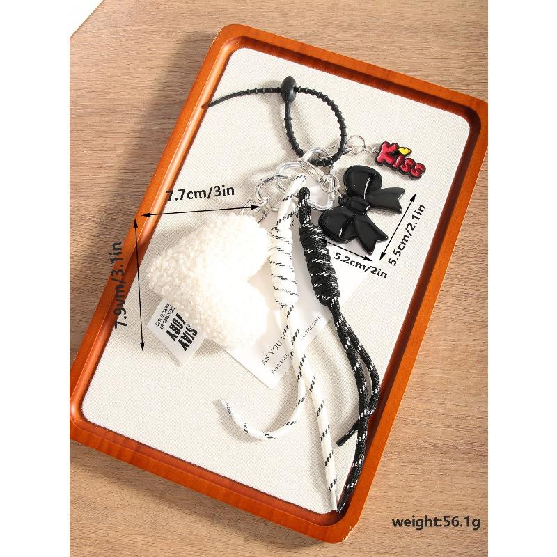Cross-border new product trend niche design fashionable and simple love bow bag pendant braided rope pendant keychain