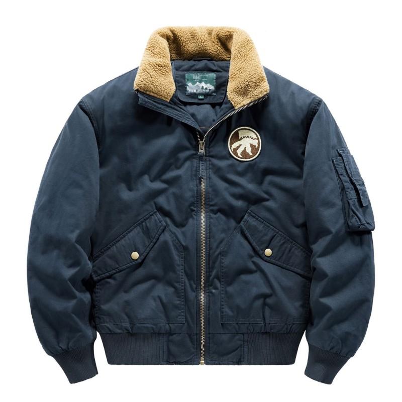 Men's New Winter Pilot Cargo Plus-size Lamb Wool Collar Padded Jacket