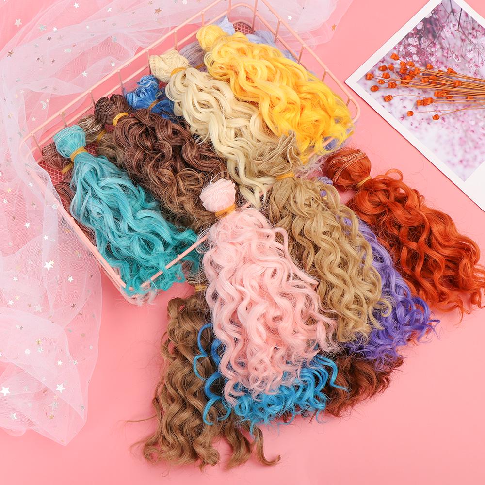15*100cm Doll Hair High-Temperature Curly Wigs 1/6 1/4 1/3 Doll Mini Tresses Fashion Screw Periwig DIY Toy Toupee Accessories