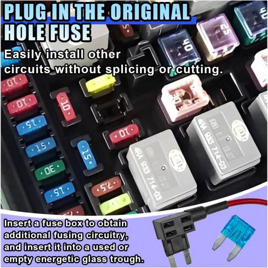5PCS 12V Car Add-a-Circuit Fuse TAP Adapter, Automotive Fuse Holder with 15 Amp Blade Fuses, Mini ATM APM Blade Fuses Holder for Cars, Trucks, Boats