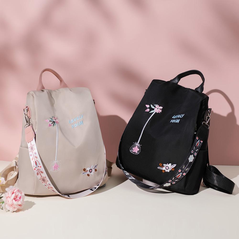

Waterproof Embroidery Backpack Large Capacity Travel Knapsack Student School Bag Casual Lady хаки