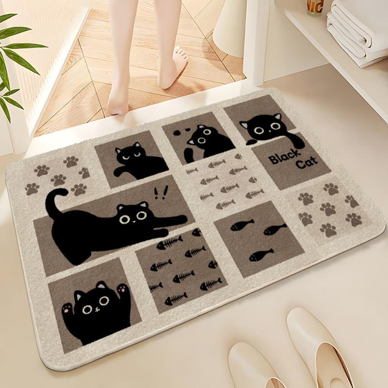Covor de baie îngroșat din imitație de cașmir, covoraș absorbant pentru picioare pentru ușa băii/toaletei, covoraș de podea de uz casnic cu desene animate